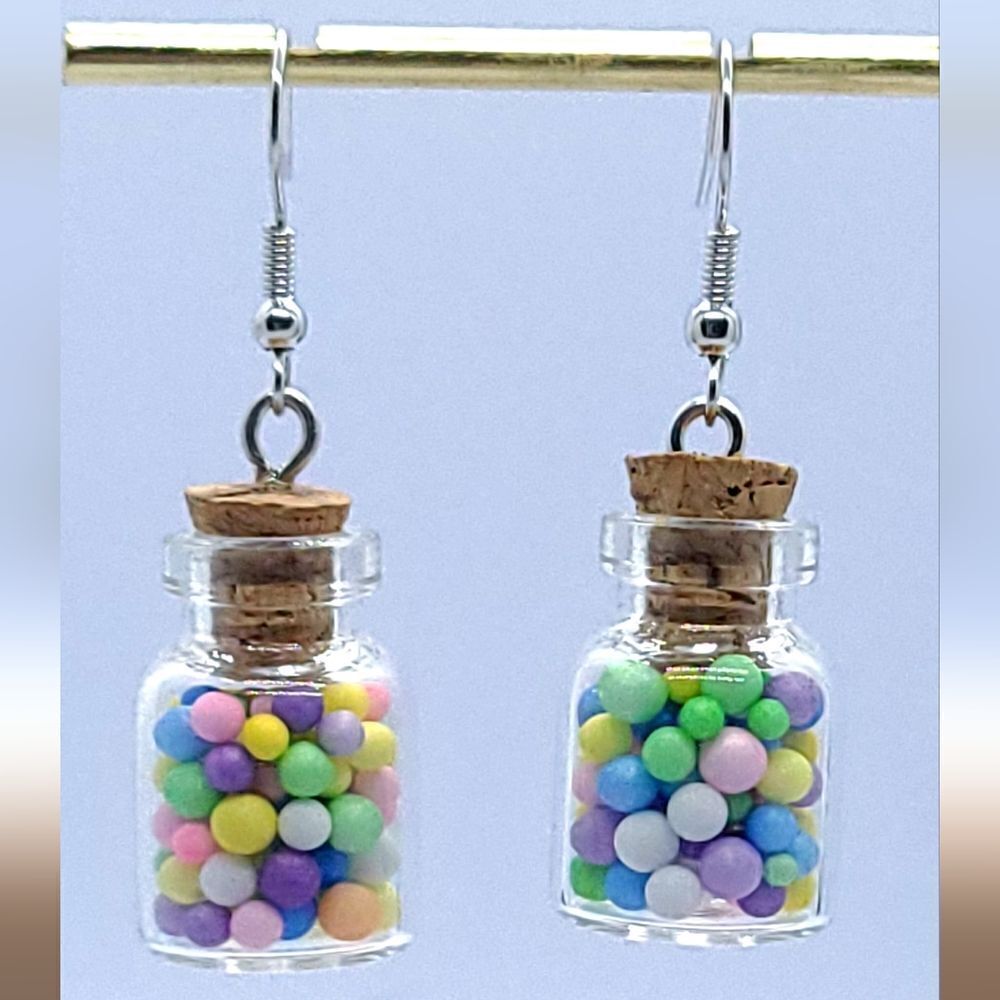 Gum Ball Jar Earrings Colorful Resin Bubblegum Candy Dangle Cute Kawaii Jewelry